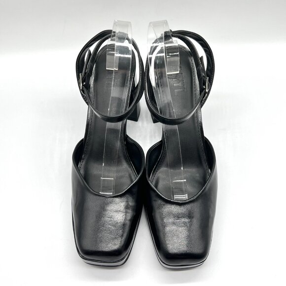 Faryl By Farylrobin Womens Size 11 Black‎ Vegan Leather Block Heels Pumps Shoes - Picture 3 of 15